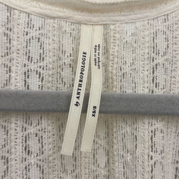 Anthropologie Embroidered Kimono Size XS/Small Black and White Fringe Boho Flowy - Picture 4 of 8